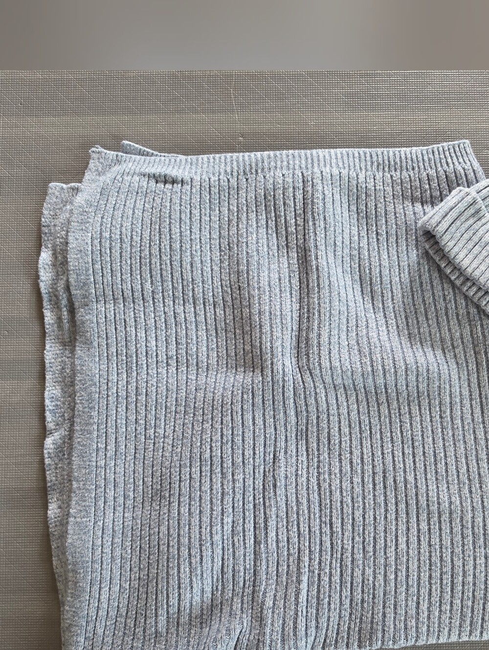 First Steps Grey Ribbed Knit Baby Blanket & Beanie Set 0-6M